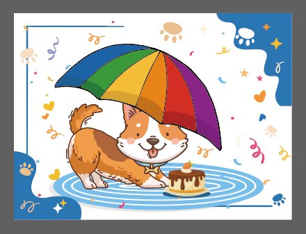 With Umbrella Dog Pop Up Card