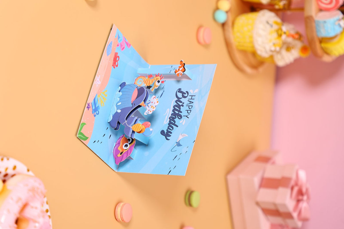 Whale 90° Birthday Greeting Card