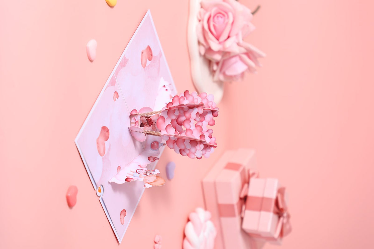 Valentine's Day Pig Hot Air Balloon 3D Pop Up Card