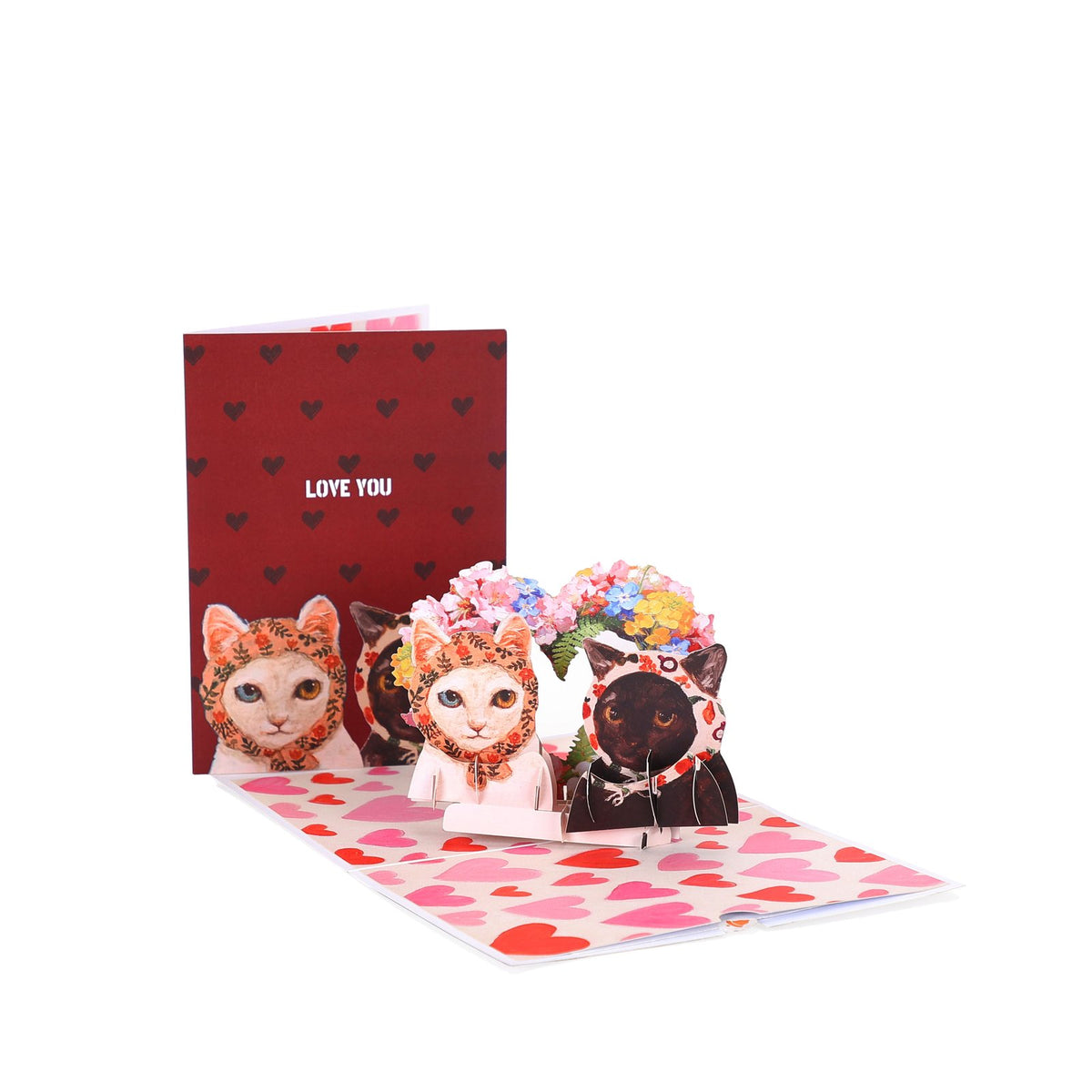 Valentine's Day Black White Cat 3D Pop Up Card