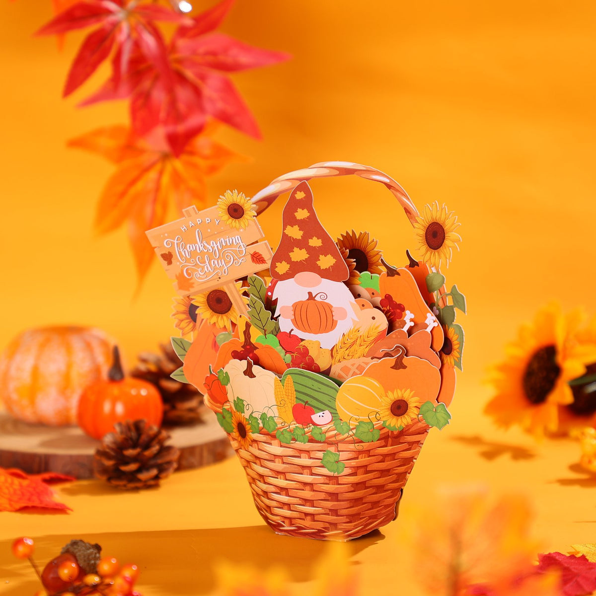 Thanksgiving Flower Basket 3D Pop Up Card