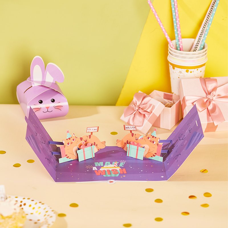 Purple Hamster Birthday 3D Pop Up Card