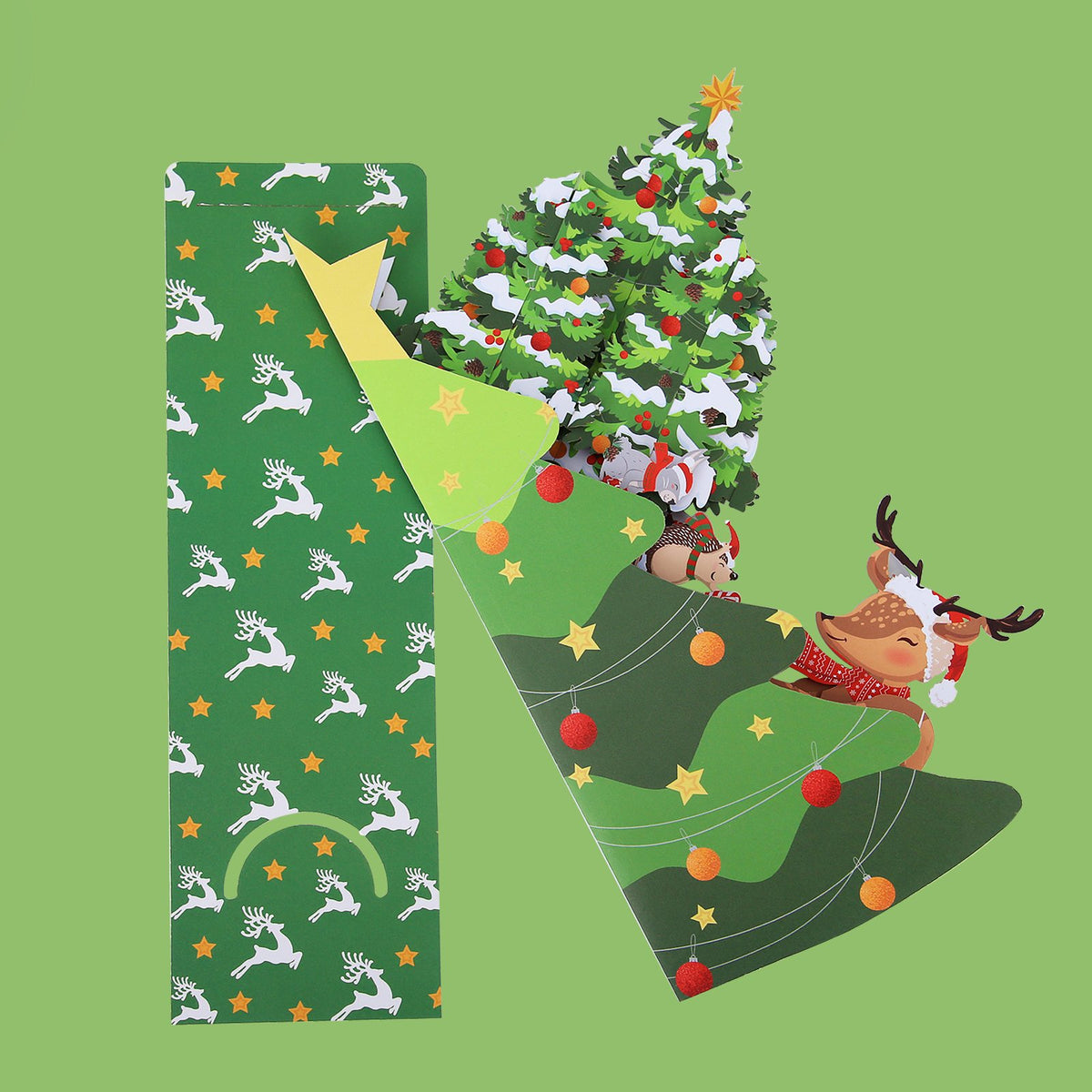 Green Christmas Tree Flip Pop Up Card