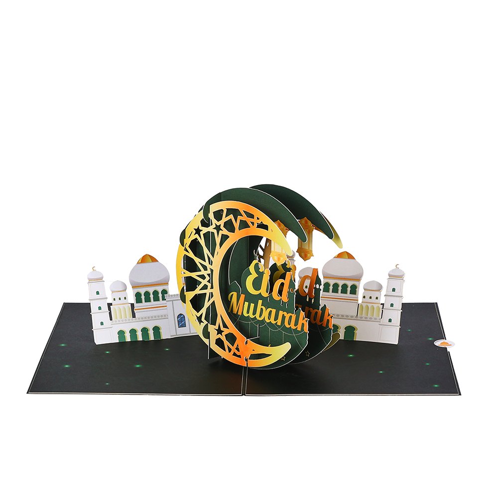 Green Ramadan Crescent Moon Greeting Card