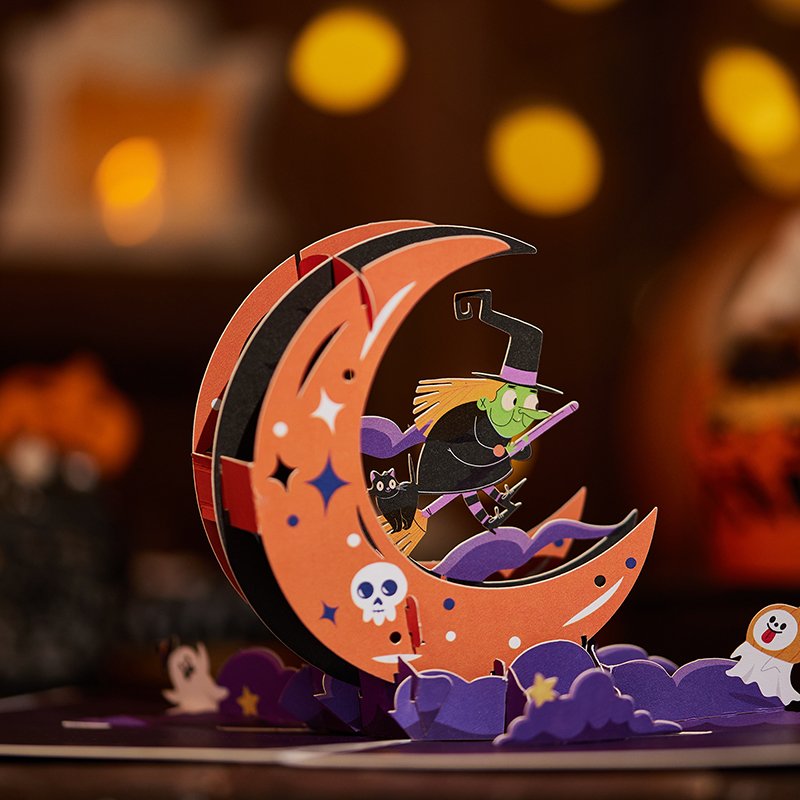 Crescent Moon Witch 3D Pop Up Card
