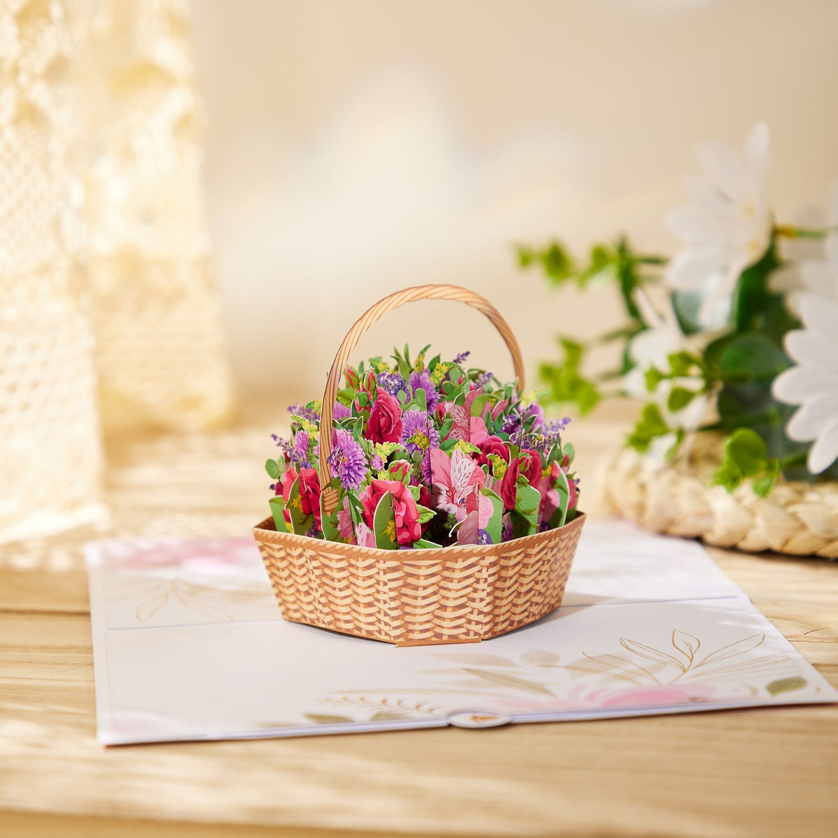 Mixed Flower Basket 3D Pop Up Card