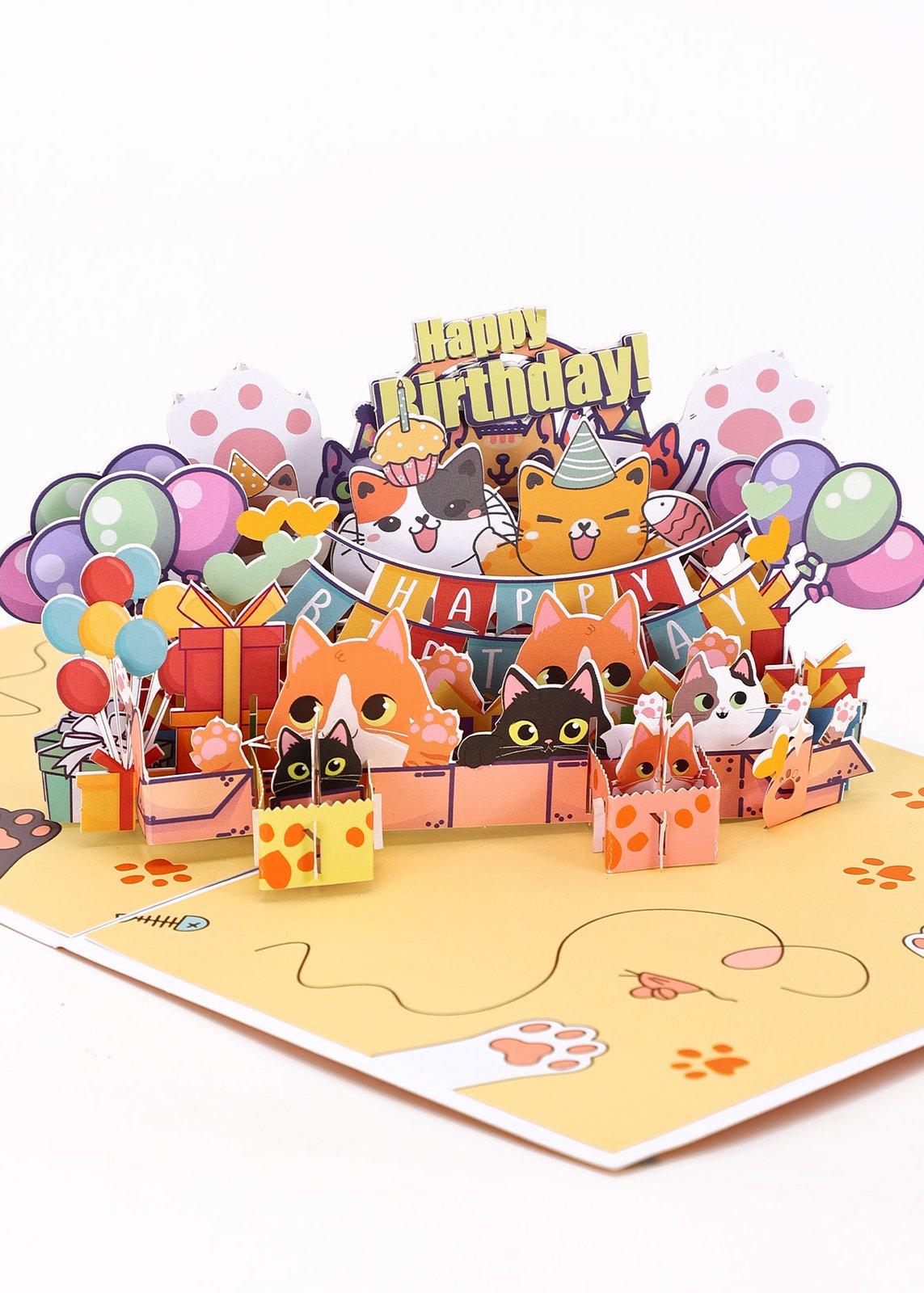 Birthday Cat Music 3D Pop Up Card