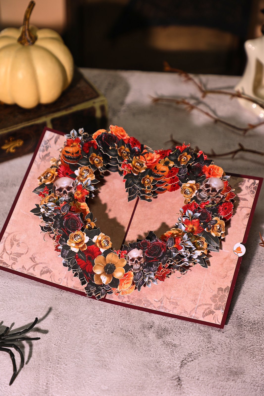 Halloween Rose Wreath Pop Up Card