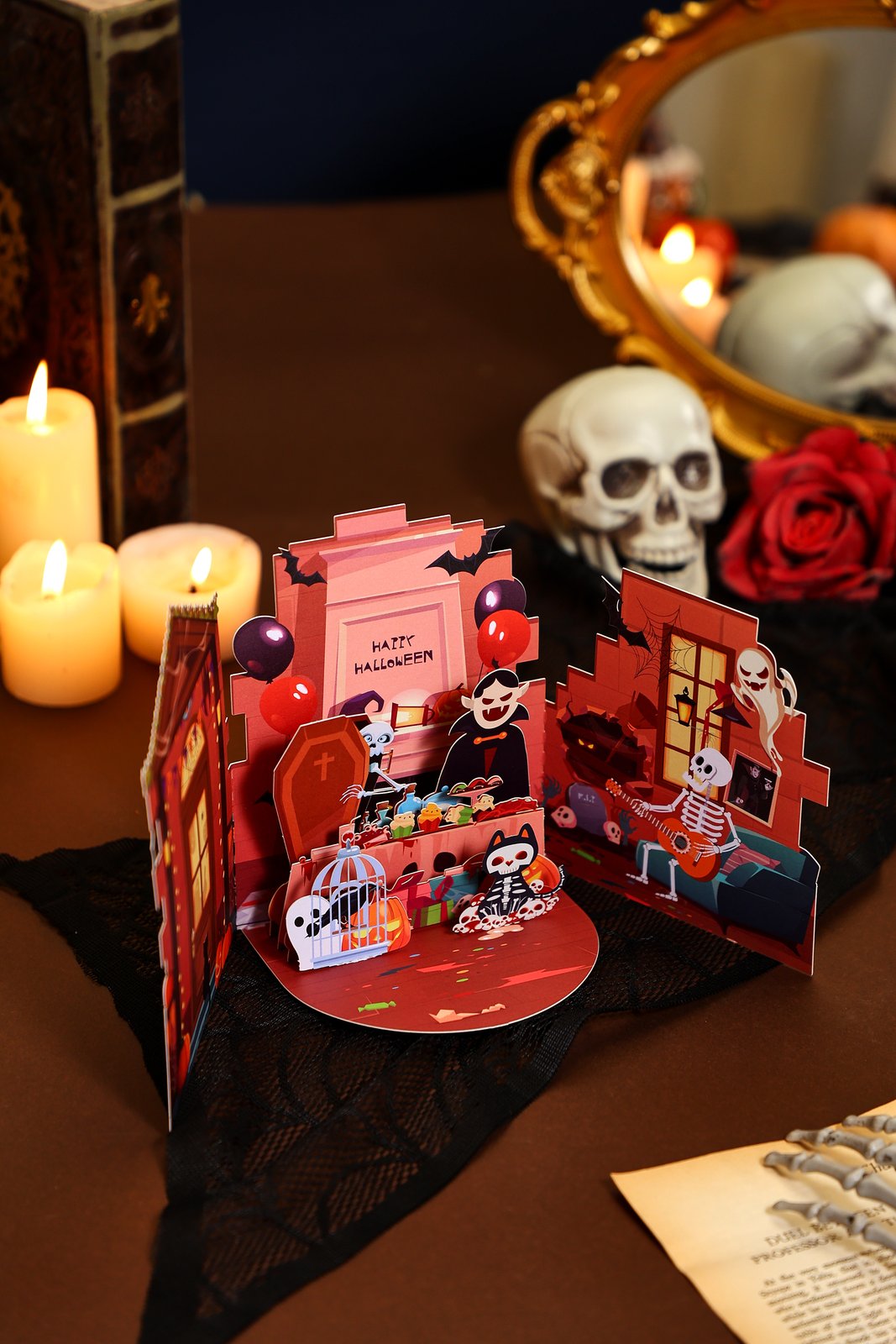 Halloween Haunted House Double Door Pop Up Card