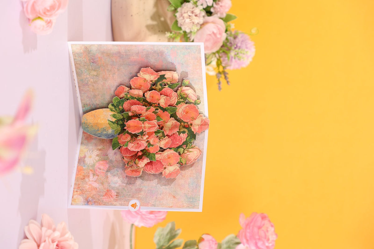 Pink Flower Bouquet Flip Pop Up Card