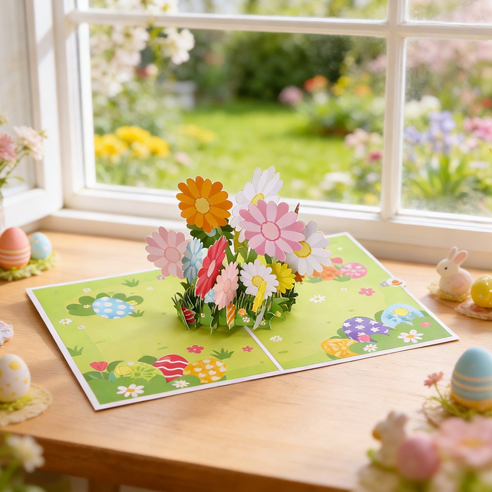Easter Pink Easter Egg Flip Pop Up Card