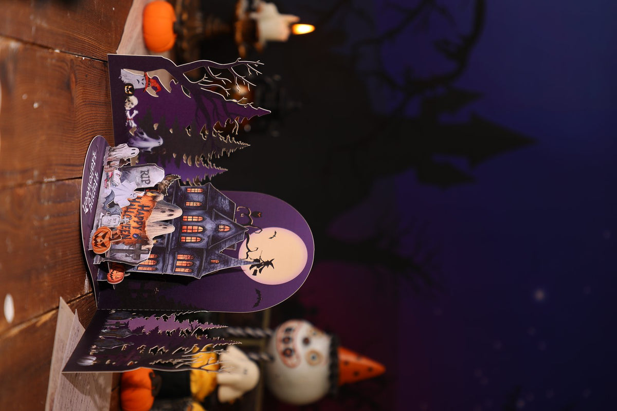 Halloween Night Witch Cottage 3D Pop Up Card