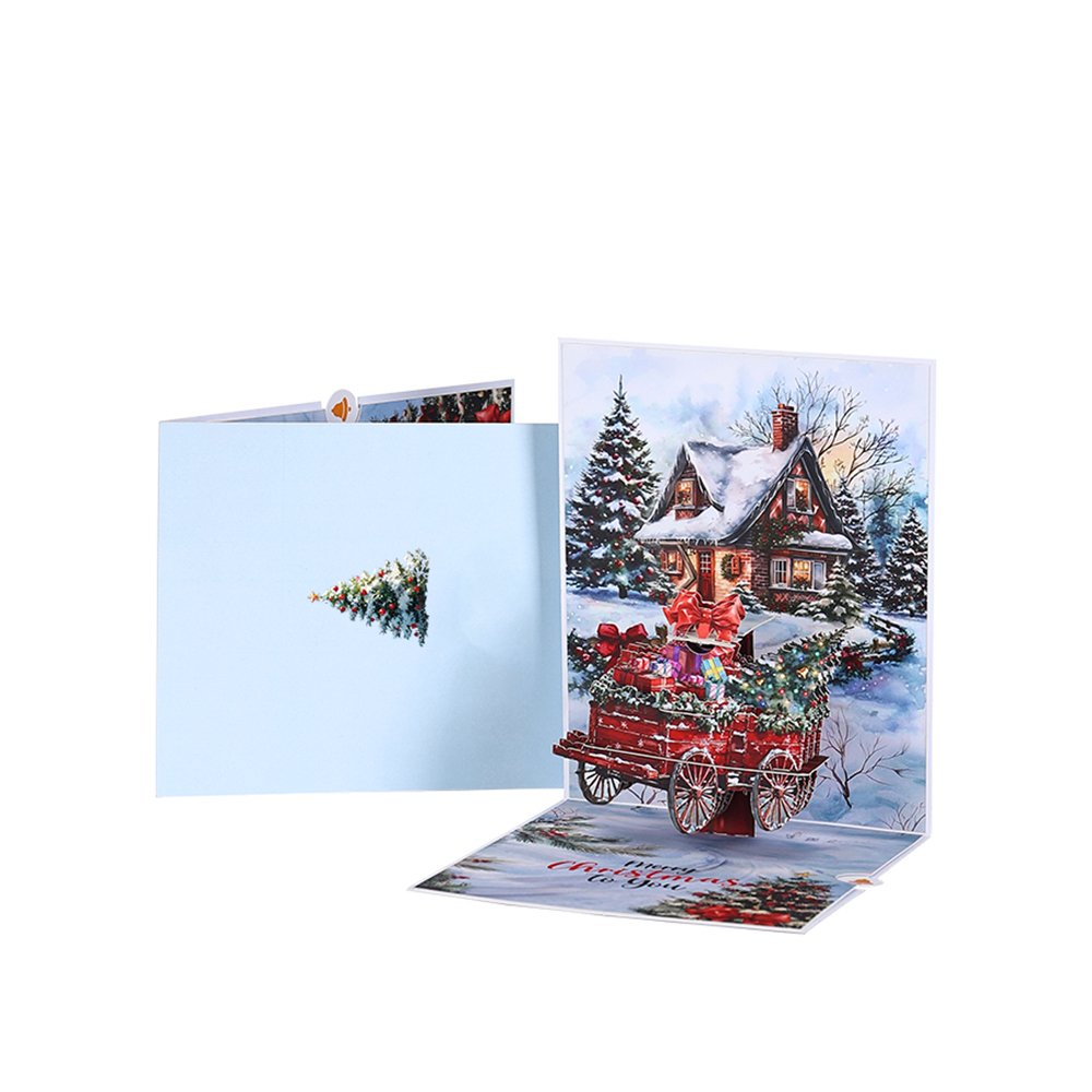 Christmas Horse Carriage Snowy Scene 3D Pop Up Card