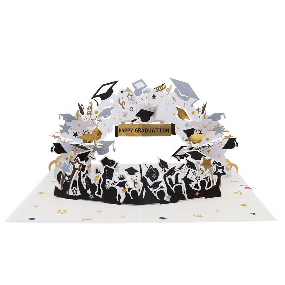 Black Gold Graduation Flip Pop Up Card