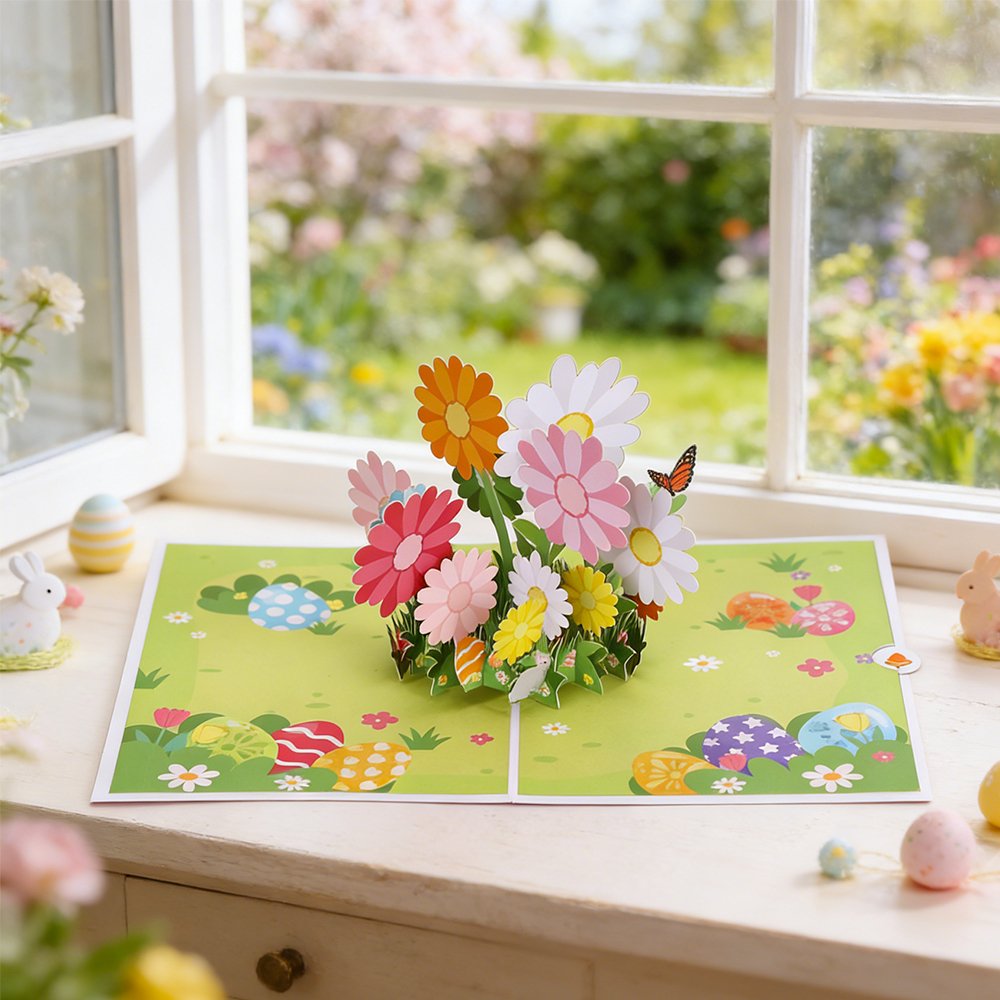 Easter Pink Easter Egg Flip Pop Up Card