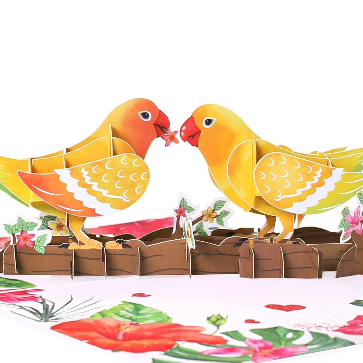 Yellow Parrot Lovebirds 3D Pop Up Card