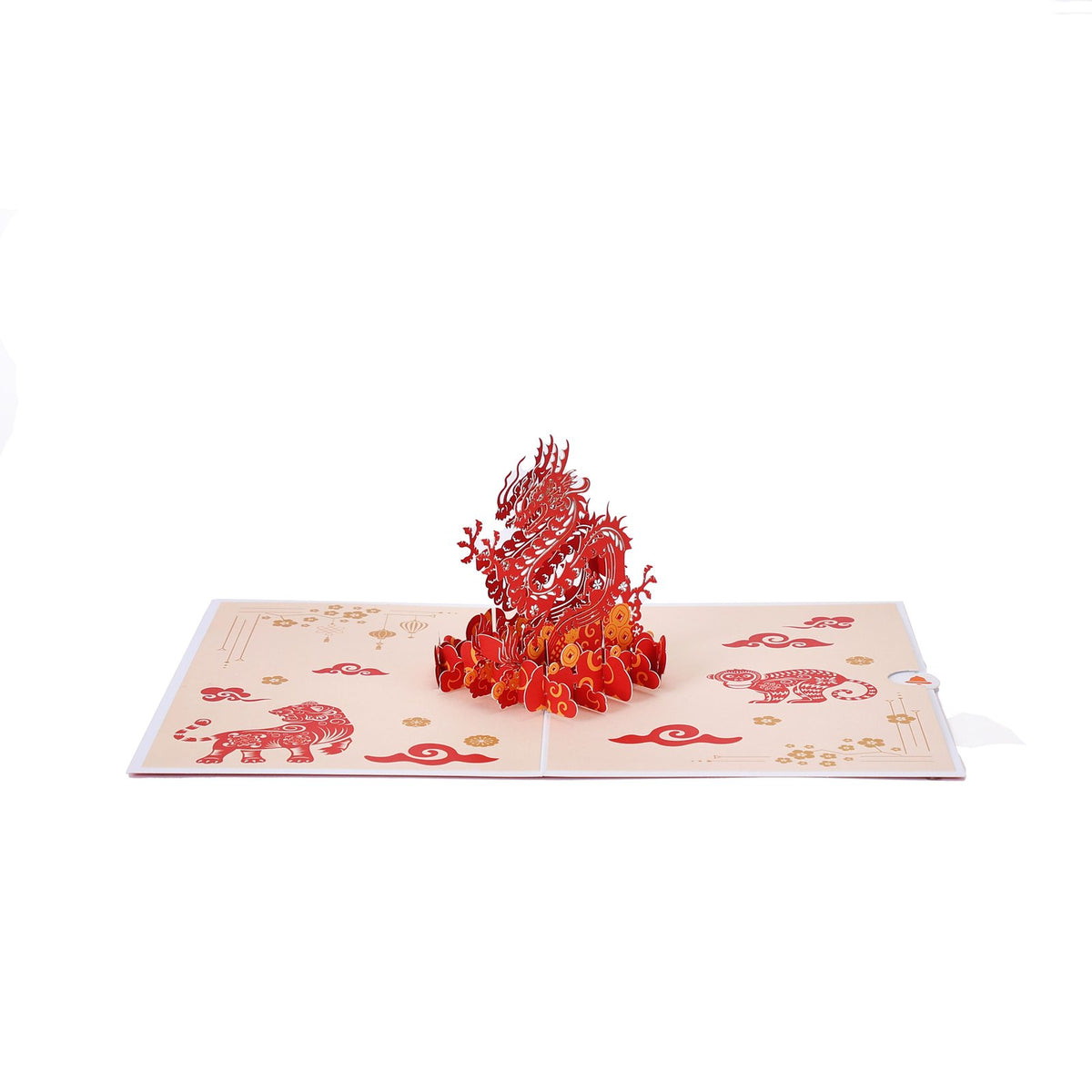 Chinese Dragon Paper-Cut 3D Pop Up Card