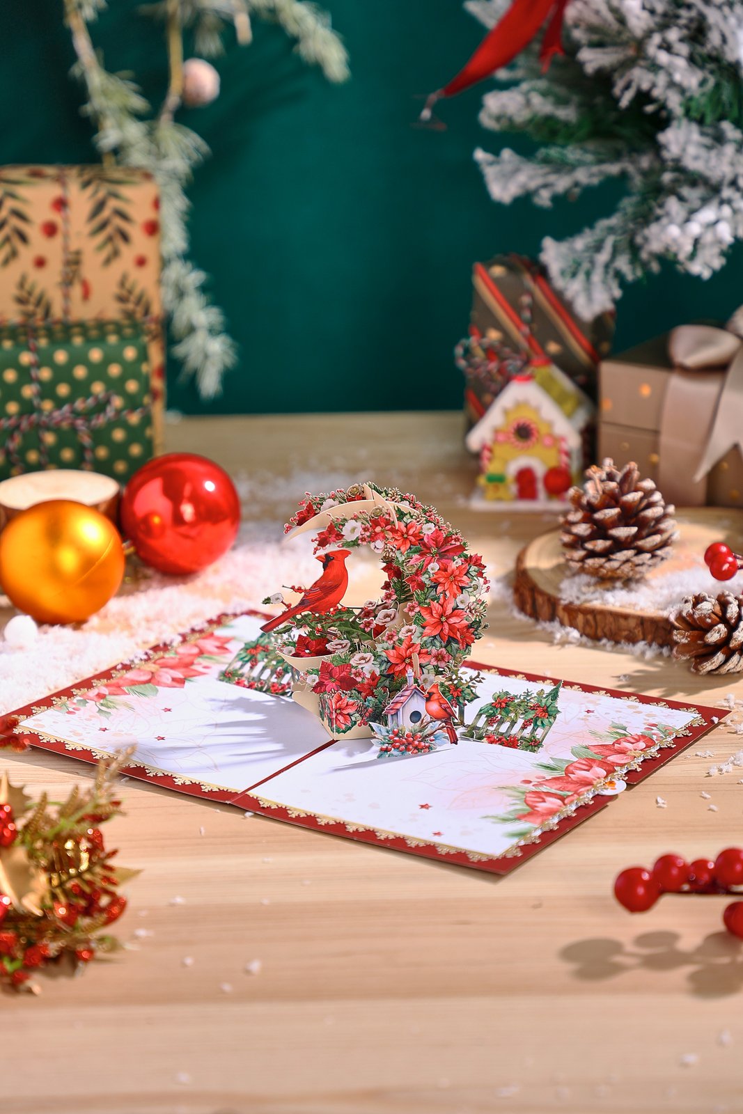 Cardinal Crescent Moon 3D Pop Up Card