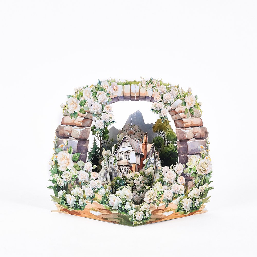 White Rose Dream Wedding 3D Pop Up Card