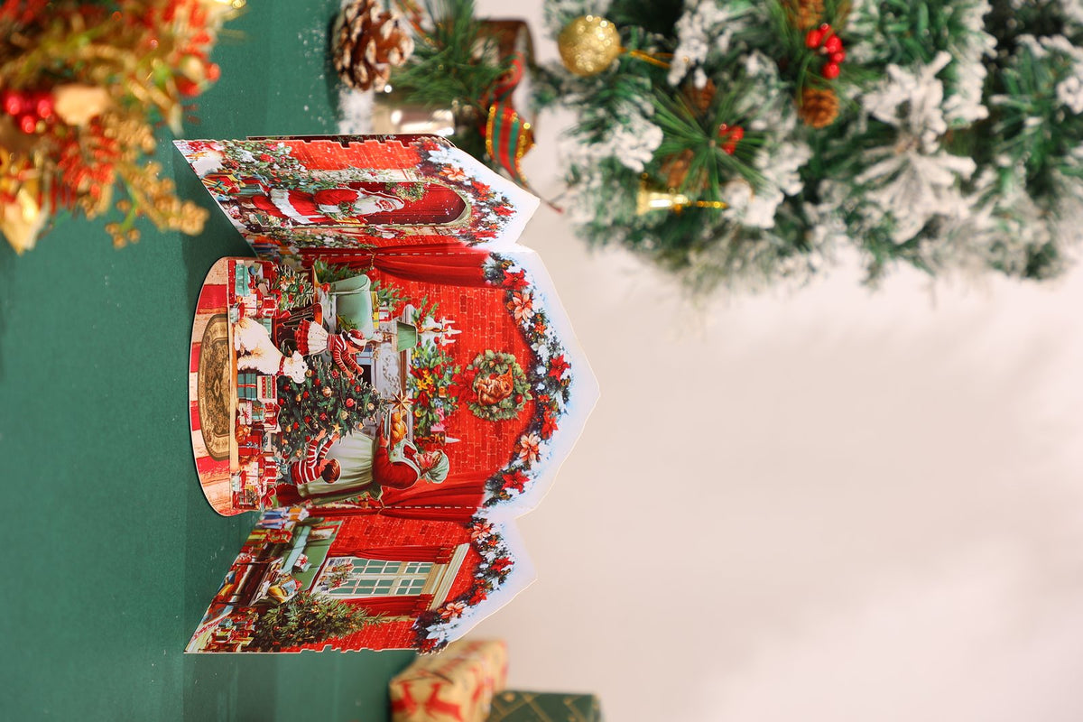 Christmas Fireplace Puppy 3D Pop Up Card