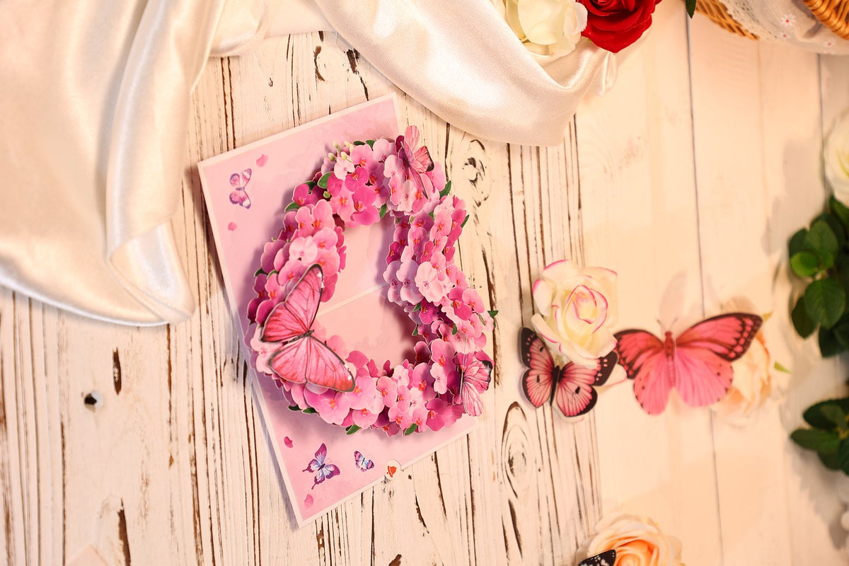 Orchid Butterfly Heart 3D Pop Up Card