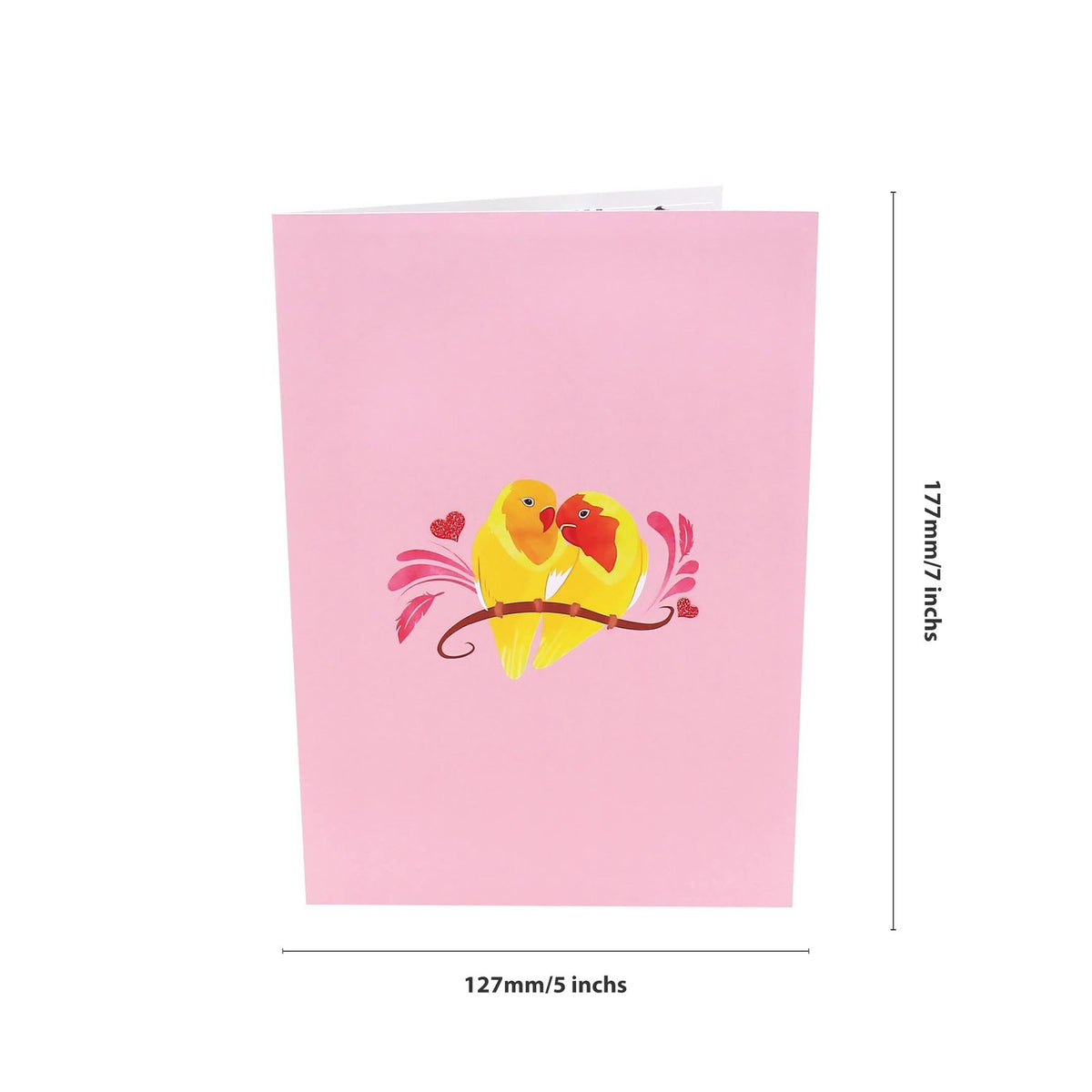 Yellow Parrot Lovebirds 3D Pop Up Card