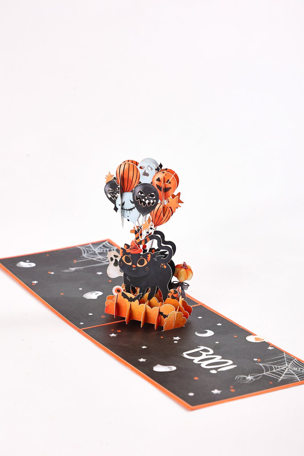 Halloween Balloon Kitten 3D Pop Up Card