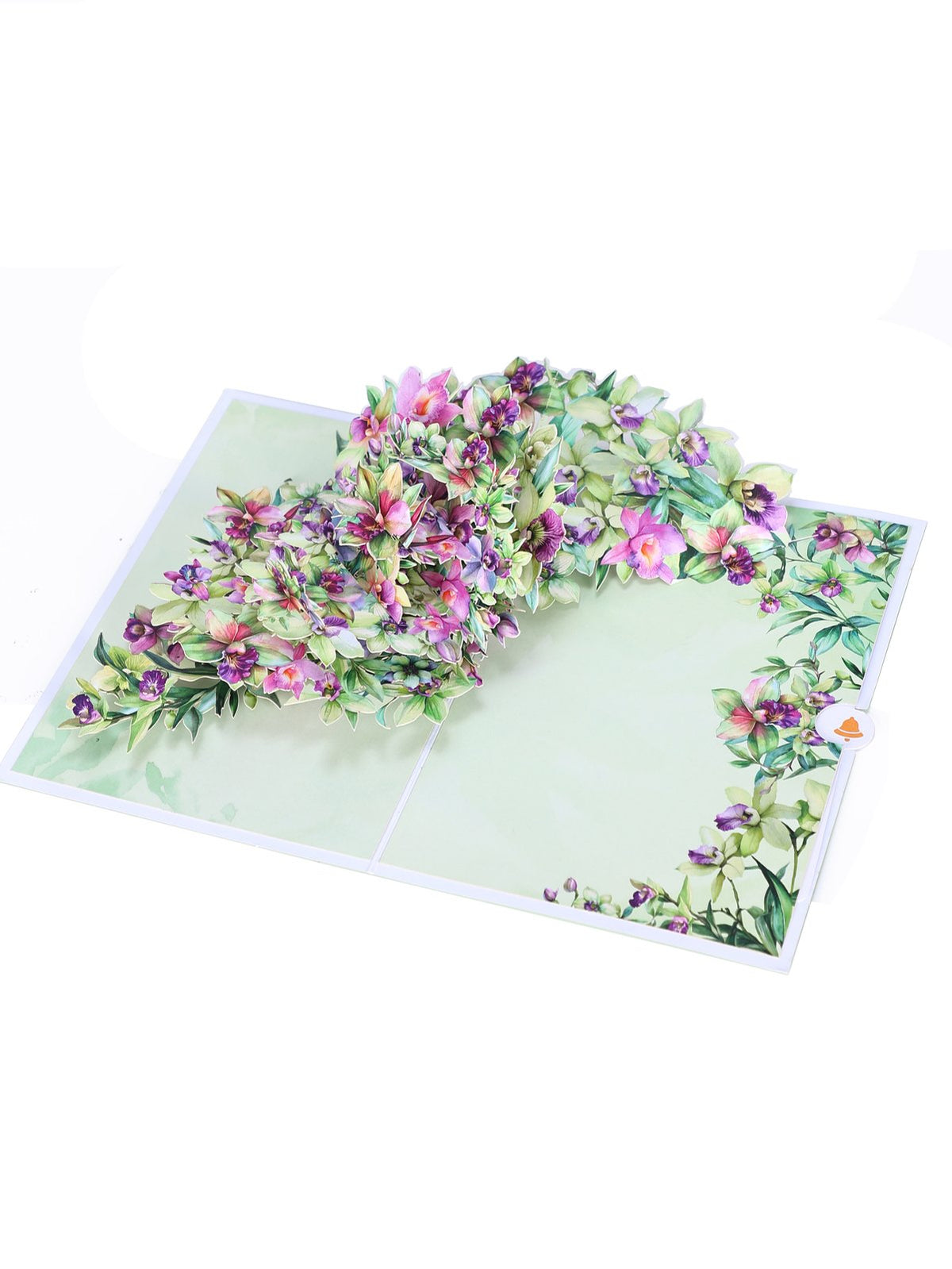 Green Dendrobium Orchid Floral Branch Greeting Card