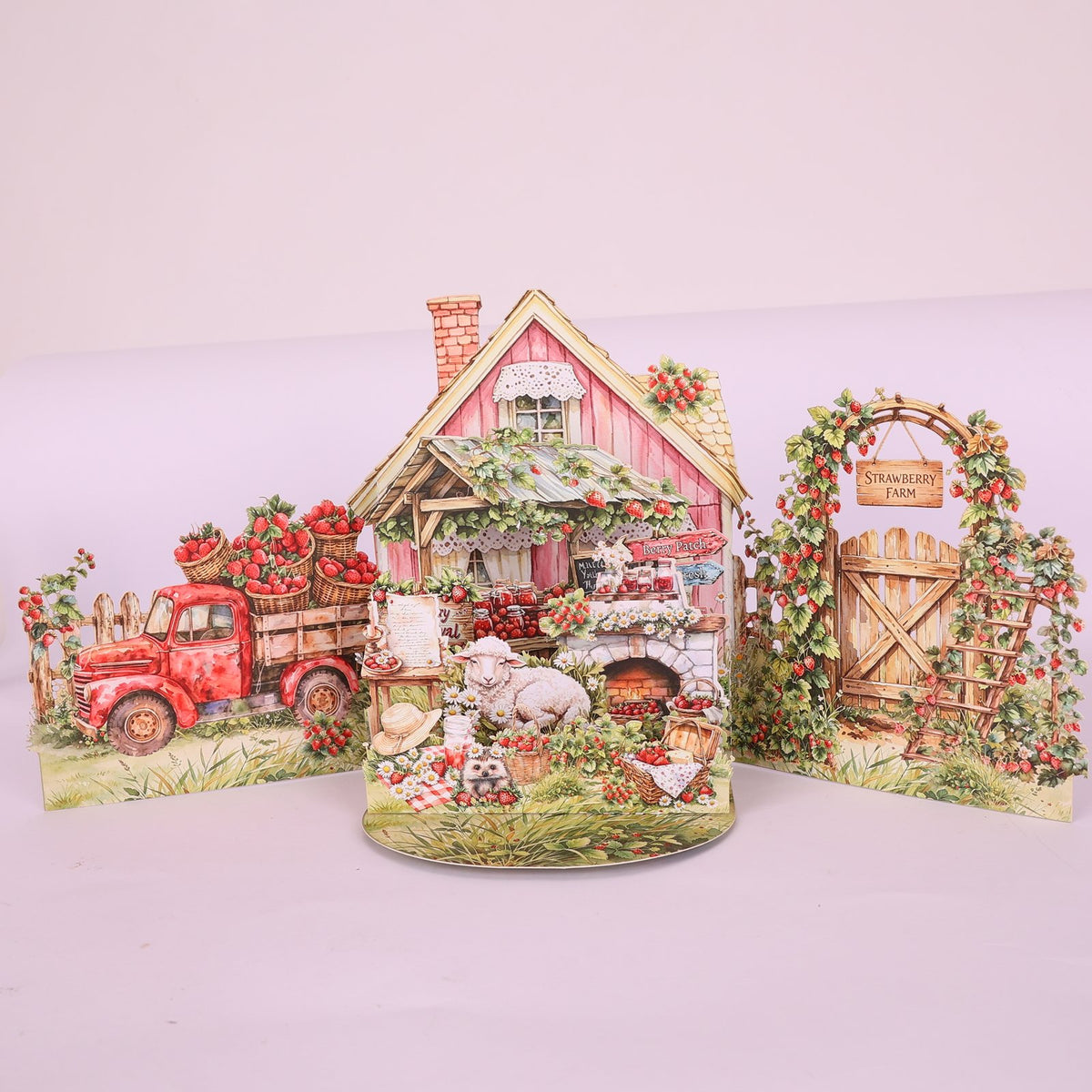 Strawberry Gardening Double Door 3D Pop Up Card
