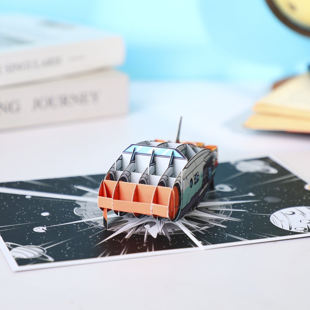 Space Airplane Flip Pop Up Card