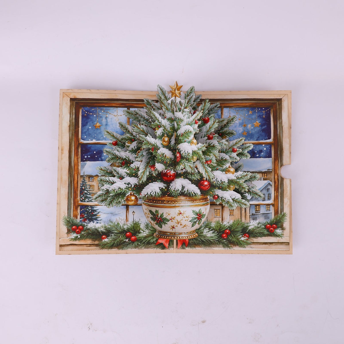 Christmas Tree Flower Vase Greeting Card
