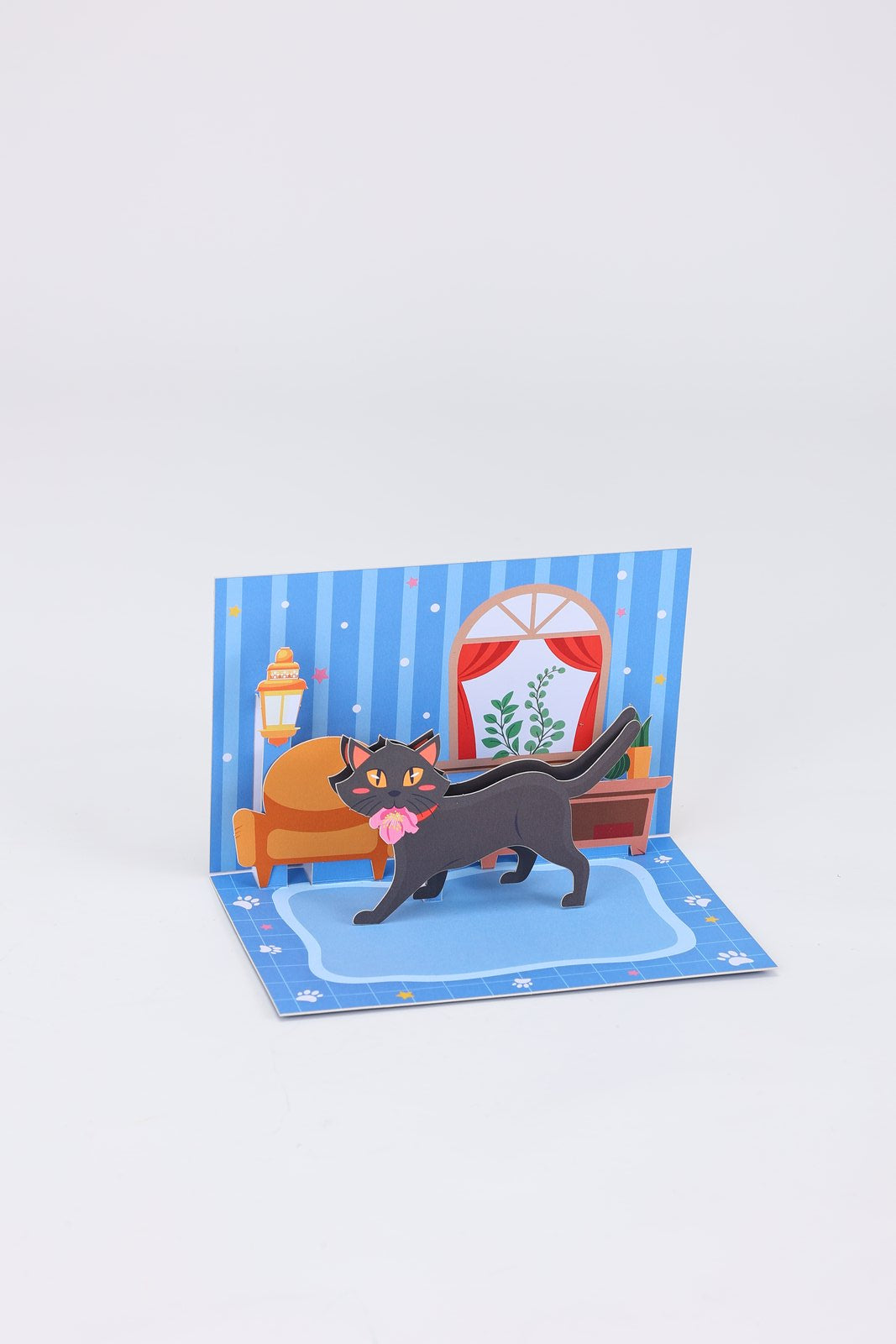 Tea Flower Cat 90° Greeting Card
