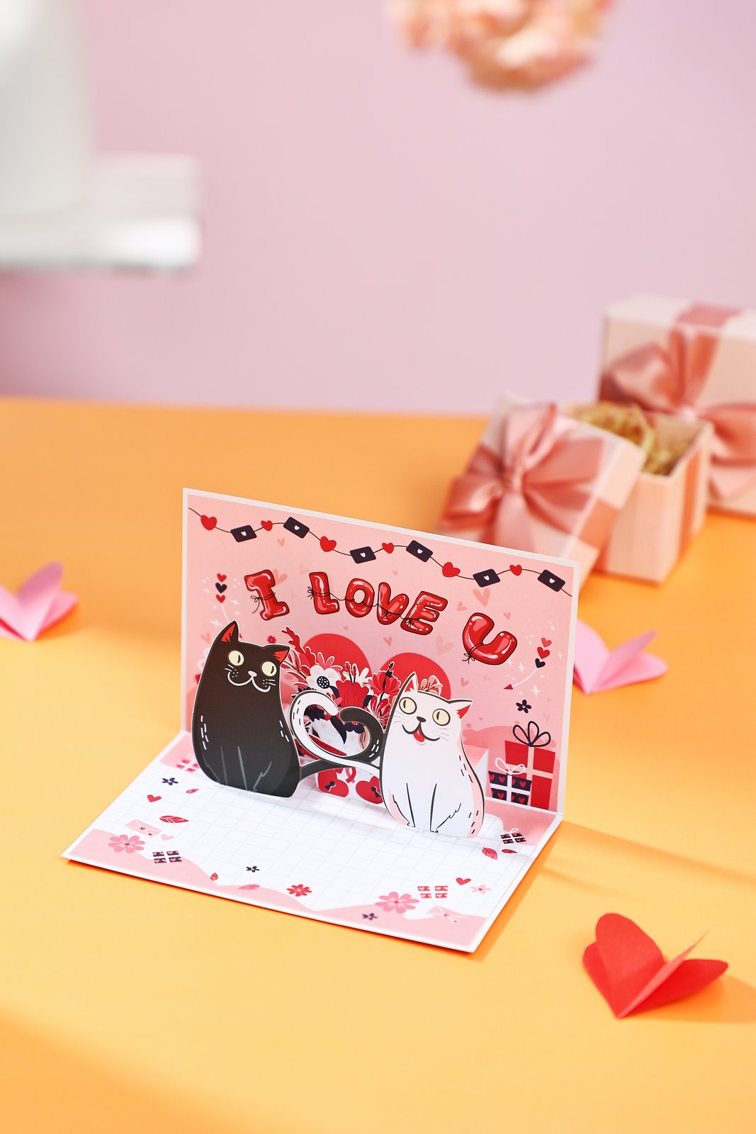 90° Valentine's Day Cat Greeting Card