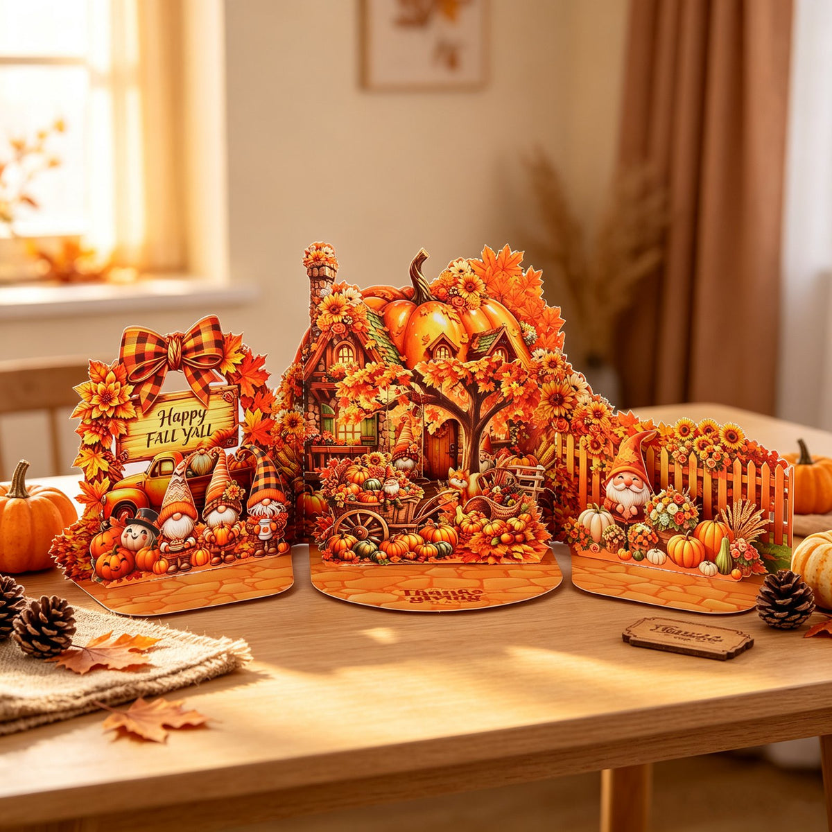 Thanksgiving Gnome Double Door Pop Up Card