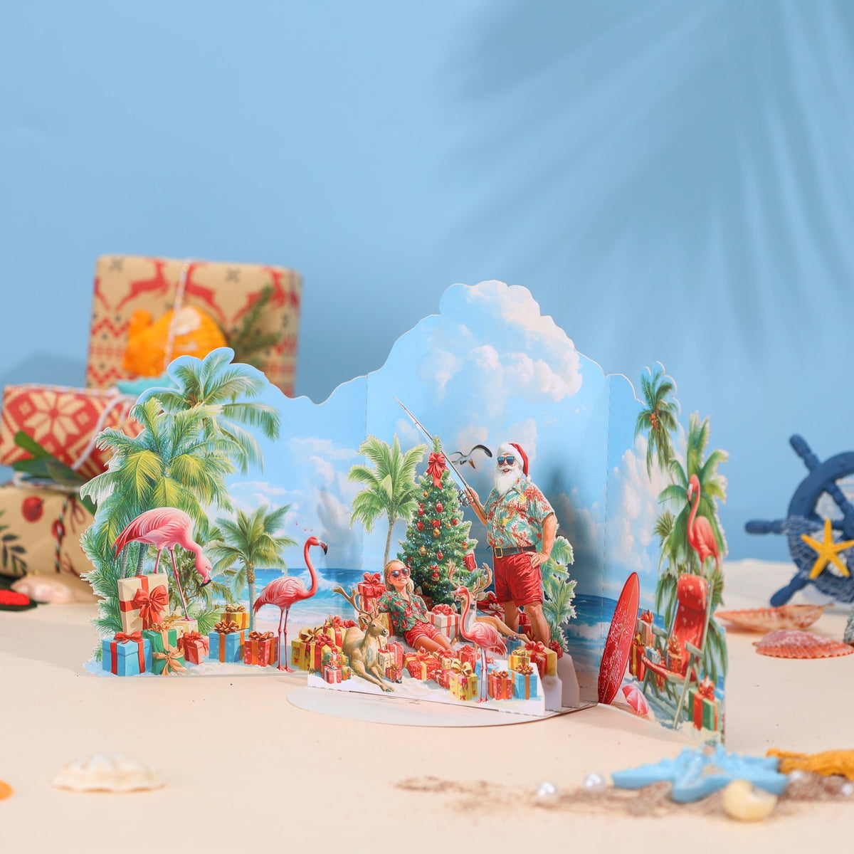 Flamingo Beach 3D Pop Up Card