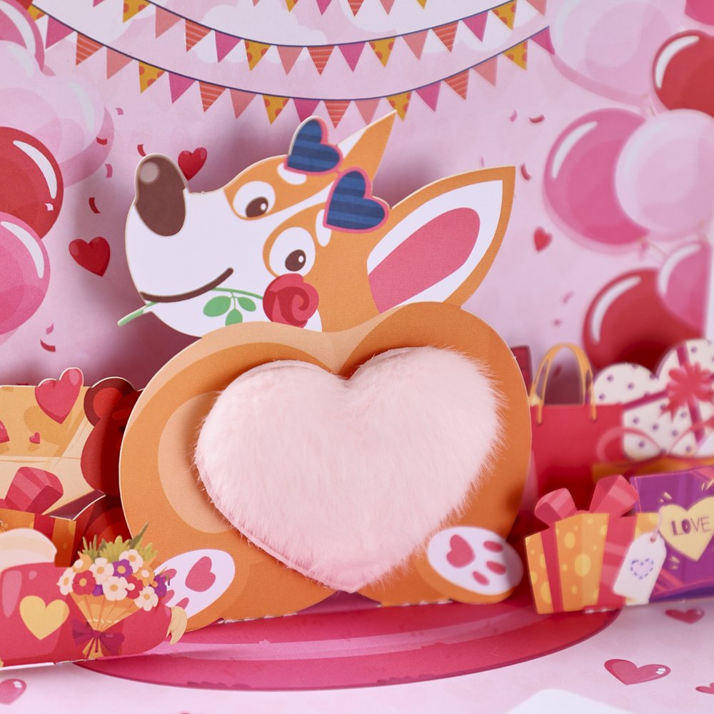 Plush Heart Dog Valentine's Day Greeting Card