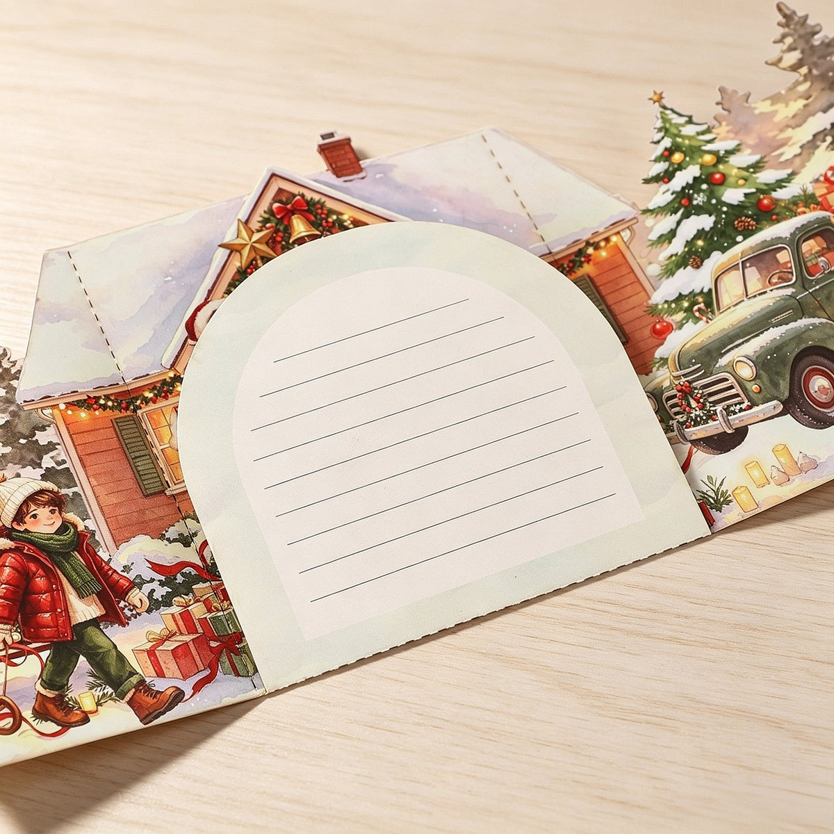 Christmas House Double Door Card