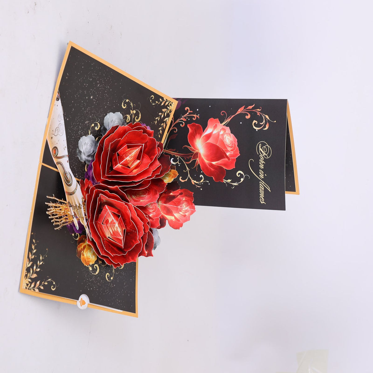 Black Gold Rose 3D Pop Up Card