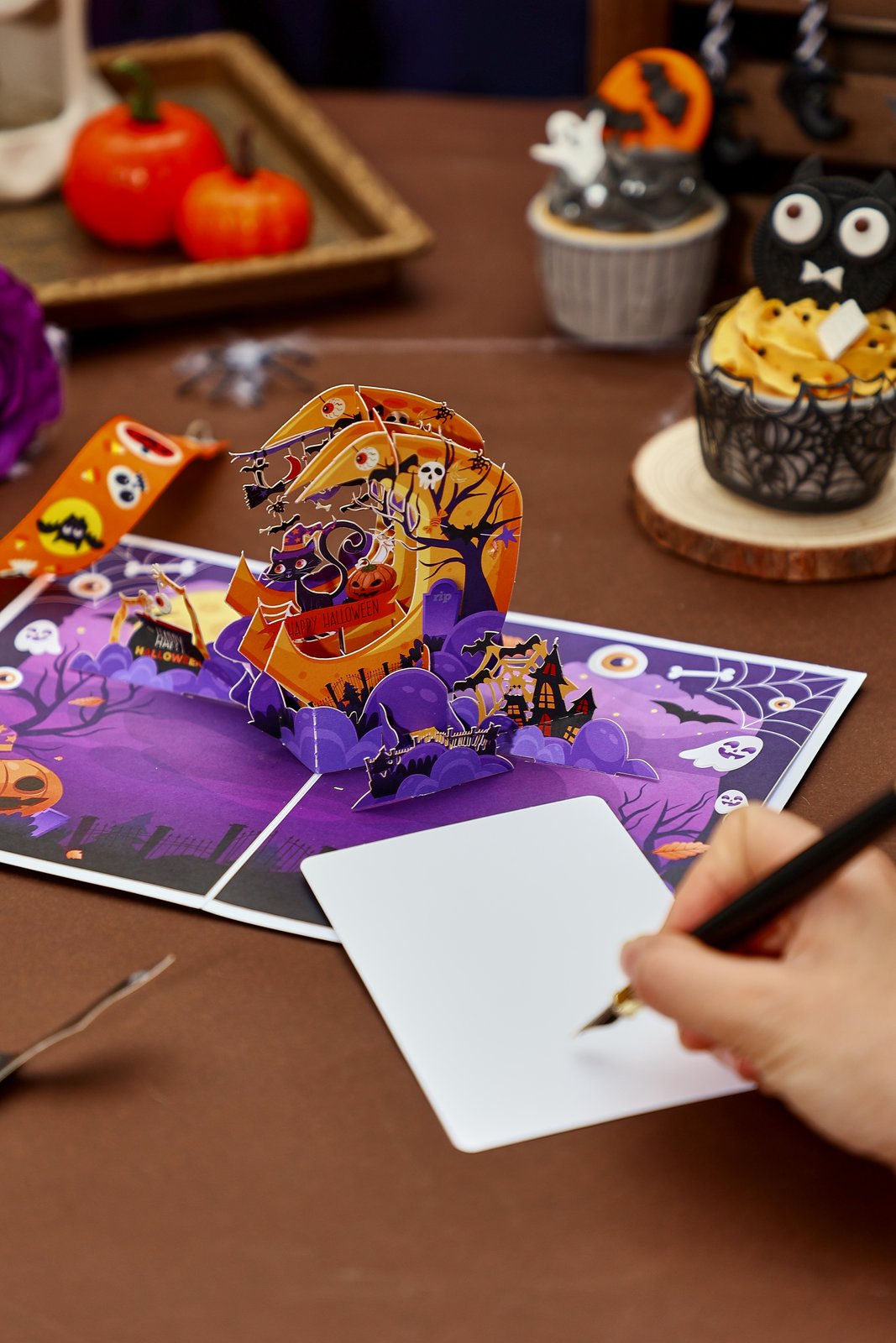Halloween Black Cat Crescent Moon 3D Pop Up Card
