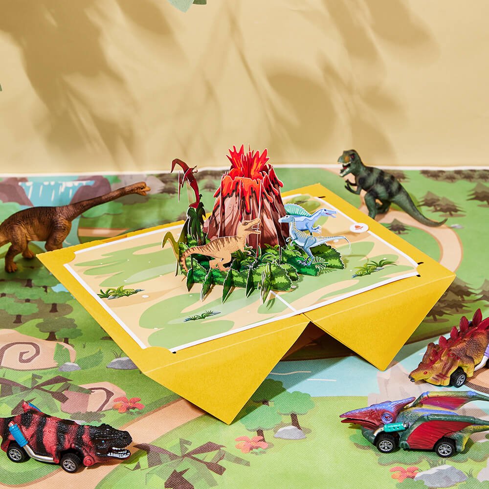 Dinosaur Greeting Card Car Figures Set