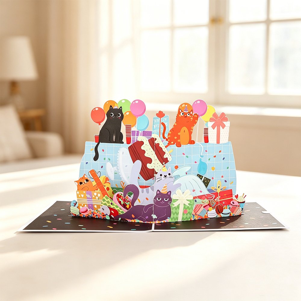 Cat Birthday 3D Pop Up Card