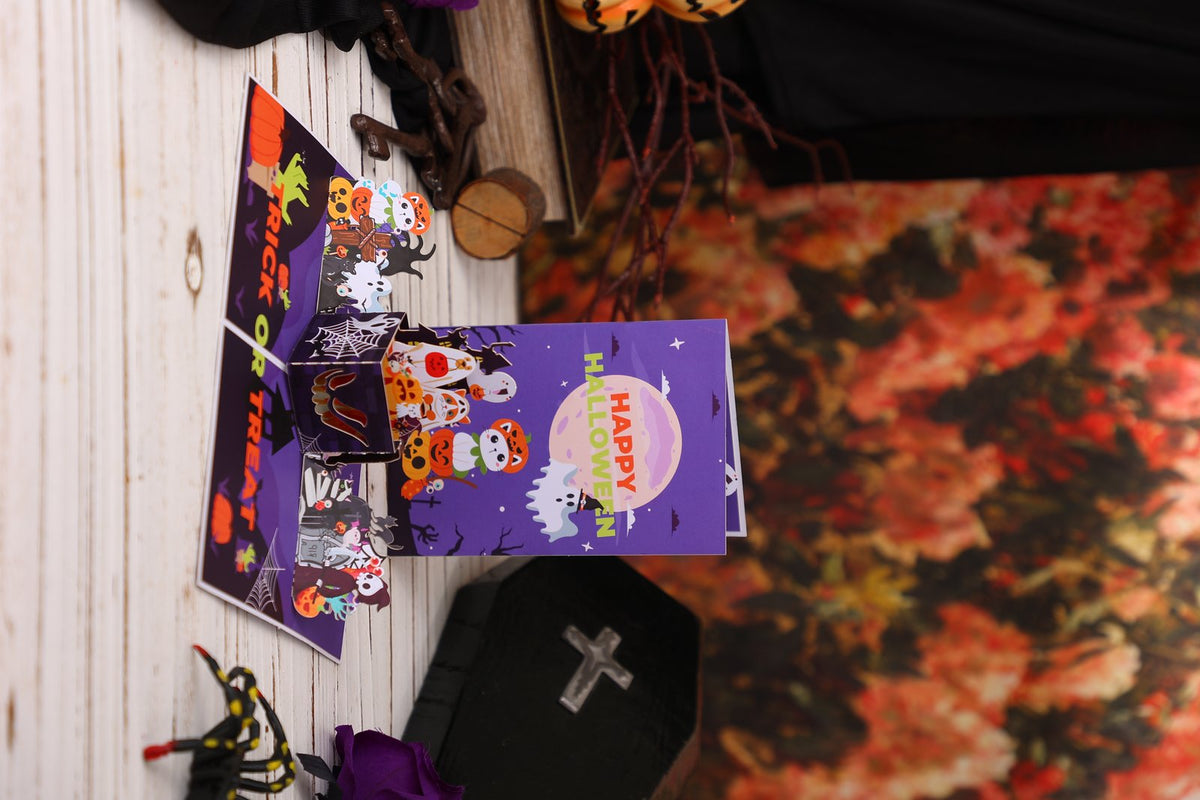 Halloween Ghost Sheet Cat Dog Box 3D Pop Up Card