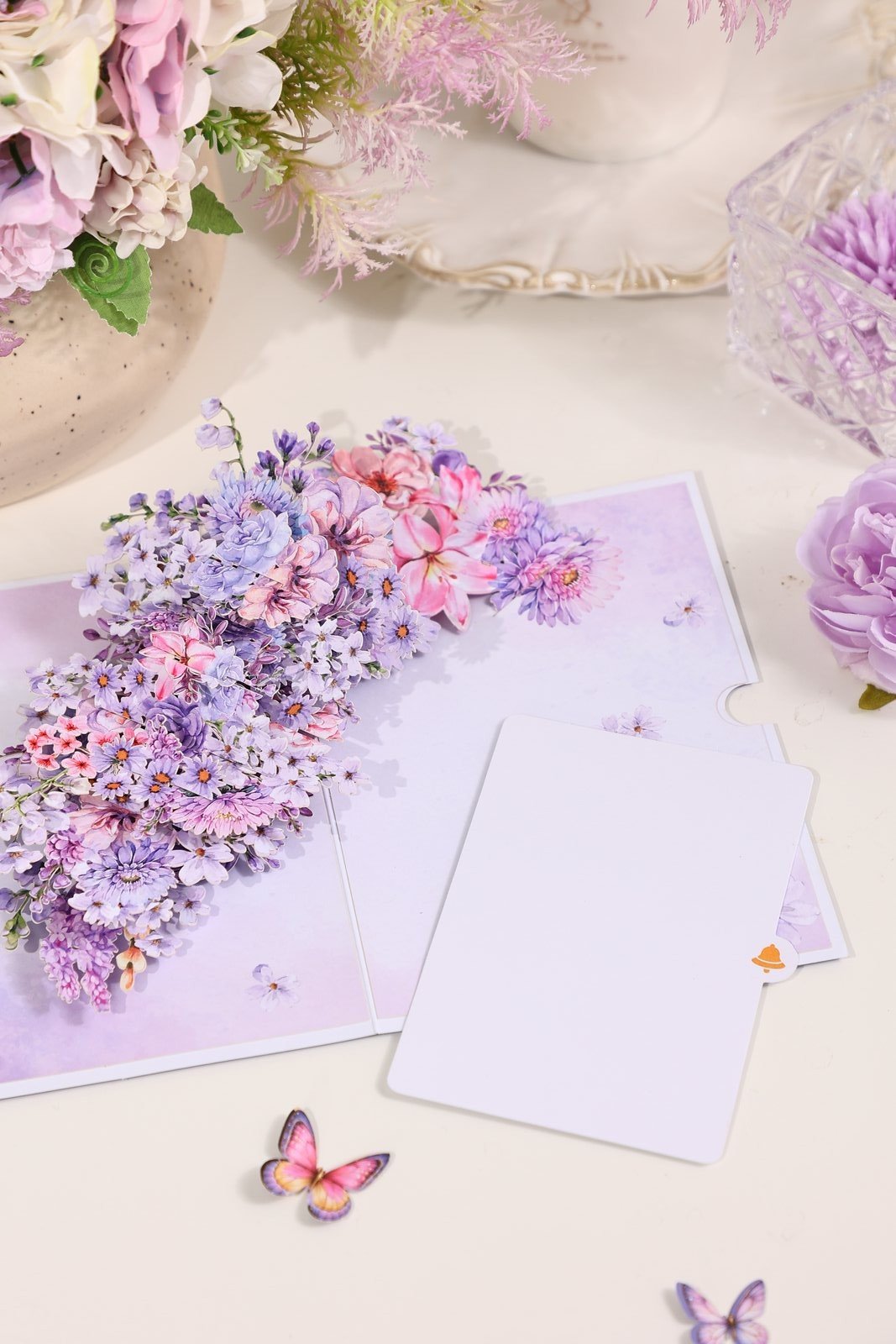 Purple Wedding Flower Bouquet Pop Up Card