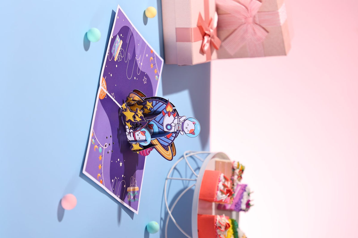 Space Cat Music 3D Pop Up Card