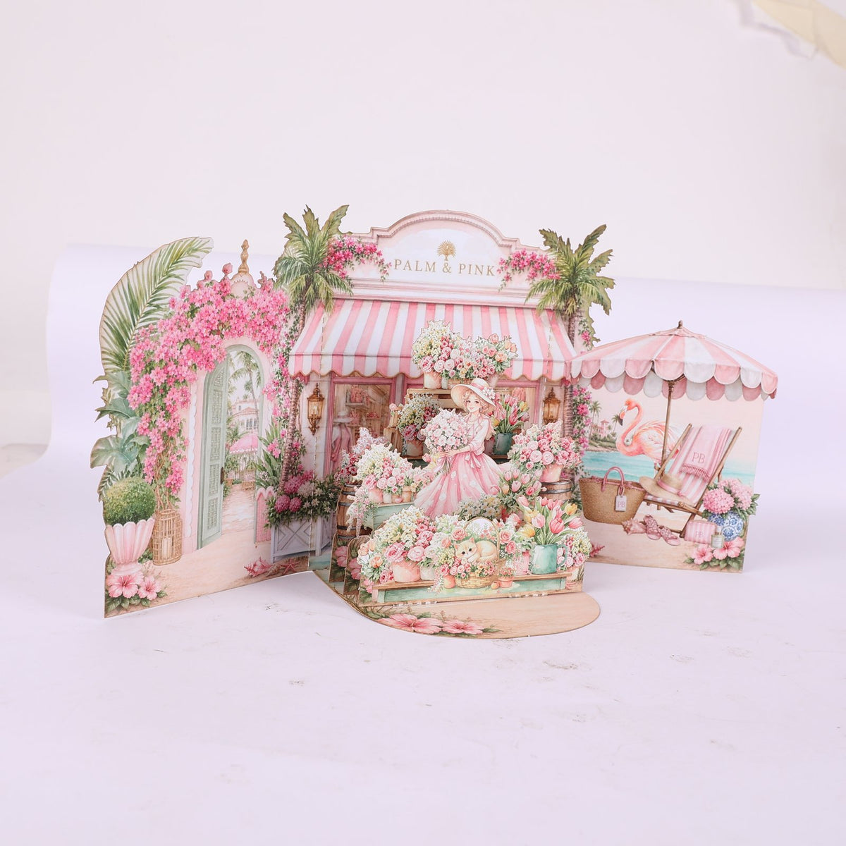 Girl Beach Flower Double Door Card