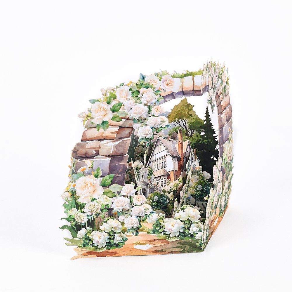 White Rose Dream Wedding 3D Pop Up Card