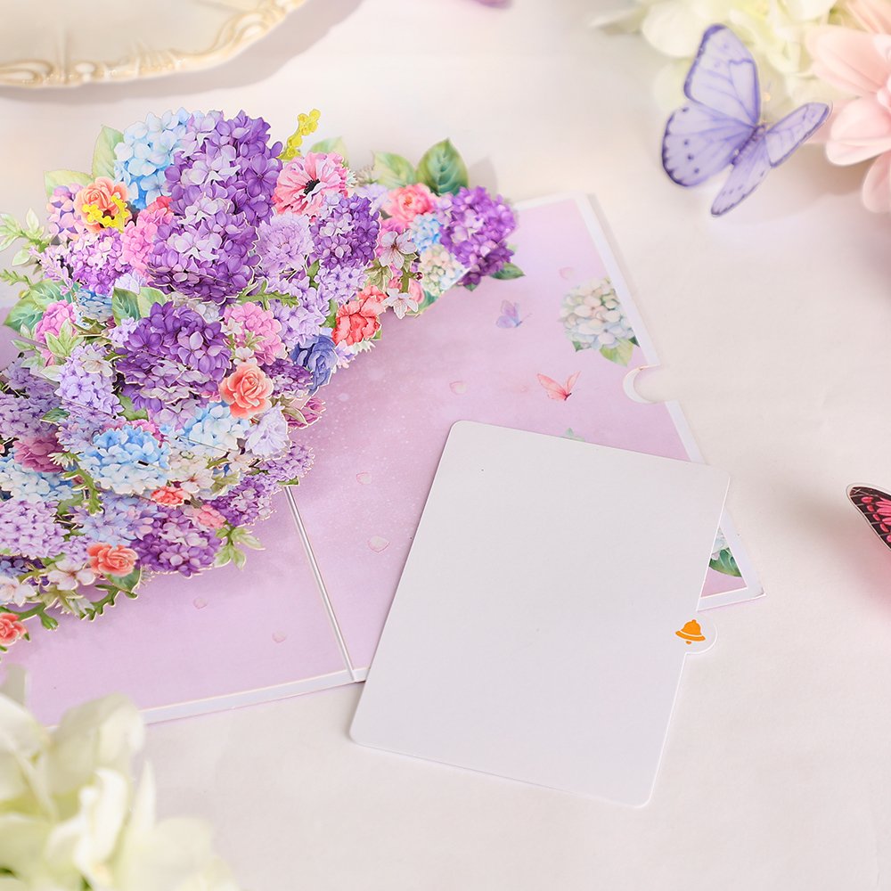 Purple Flower Bouquet Flip Pop Up Card