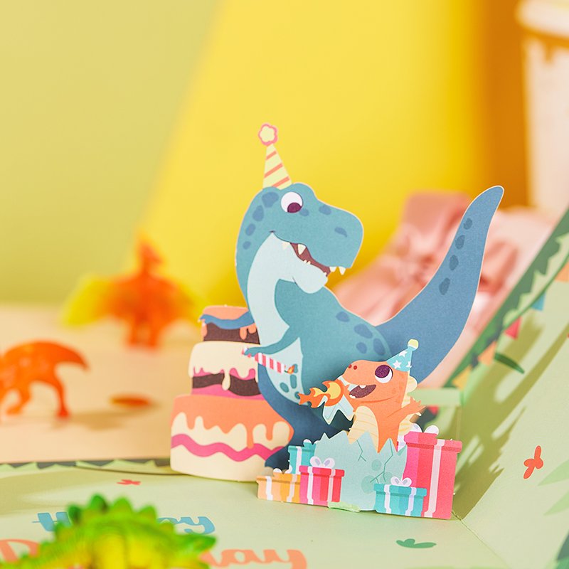 Double Door 3D Pop Up Card Dinosaur