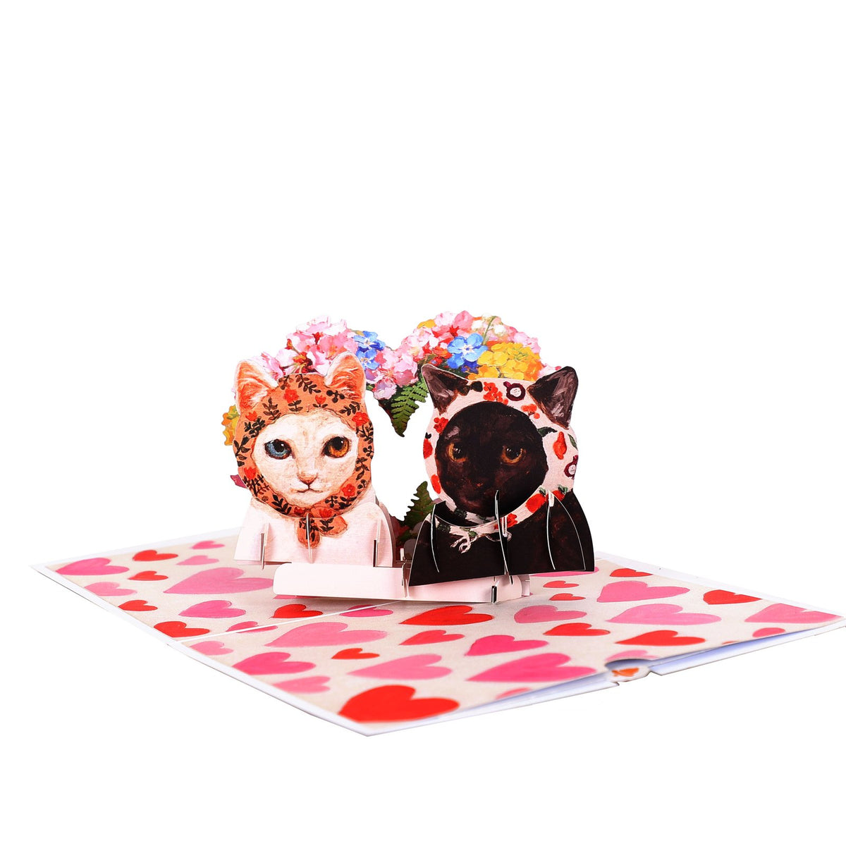 Valentine's Day Black White Cat 3D Pop Up Card