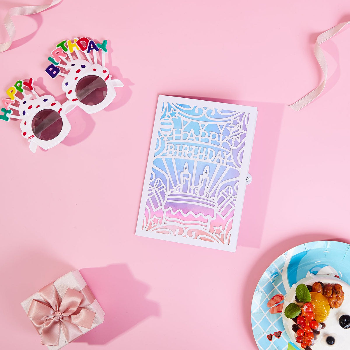Hollow-Out Birthday Greeting Card Colorful